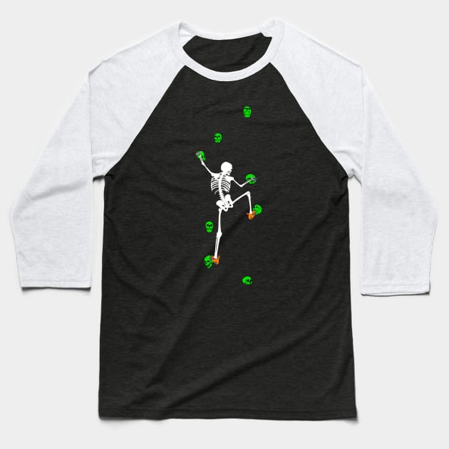 Skeleton Climb Baseball T-Shirt by Slab Styles